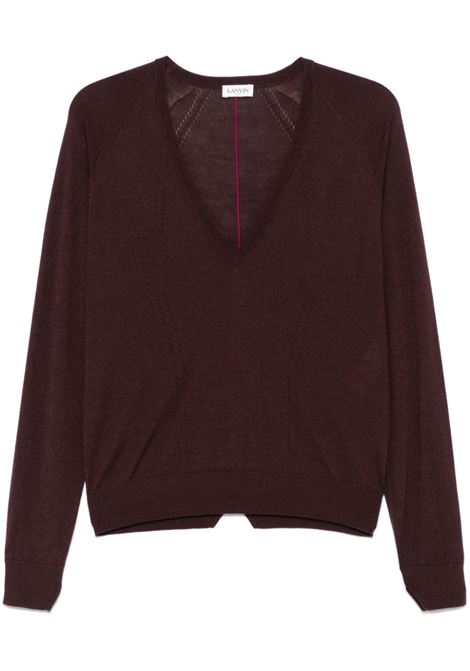 Burgundy V-neck jumper Lanvin - women LANVIN | Sweaters | RWPO0027K00439