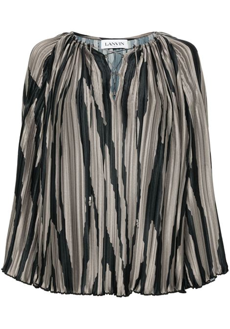 Blusa con stampa in grigio di Lanvin - donna LANVIN | Bluse | RWTO000159853921