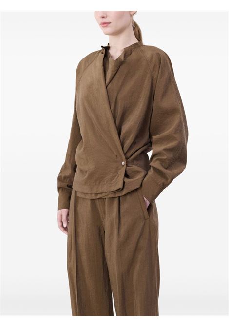 Brown twisted long-sleeved shirt Lemaire - women LEMAIRE | TO1081LF1308BR425