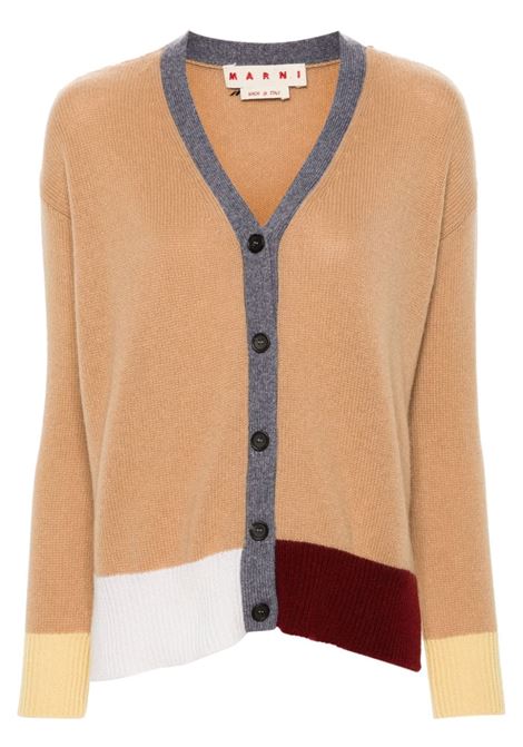 Cardigan con ricamo in beige Marni - uomo MARNI | CDMD0336Q0UFX385ICM20