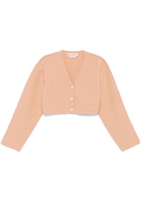 Pale peach logo-embroidered cardigan Marni - women