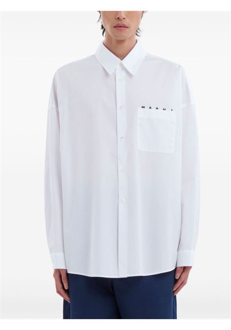 Camicia a maniche lunghe in cotone in bianco Marni - uomo MARNI | CUMU0061P2USCT88LOW01