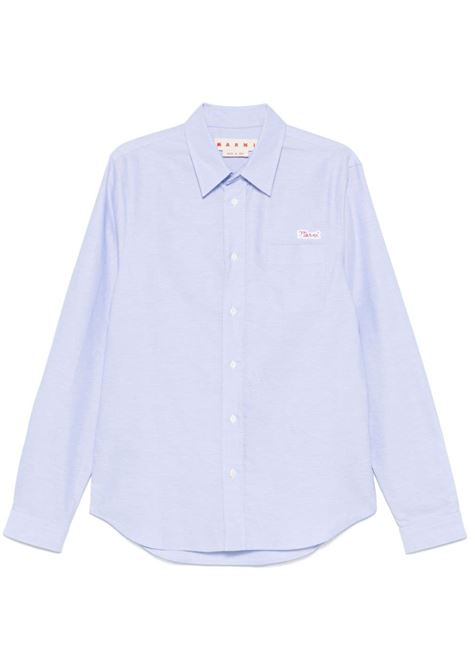 Light blu logo-patch shirt Marni - men