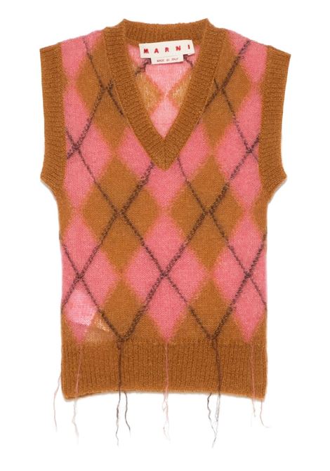 Gilet a rombi in beige Marni - donna