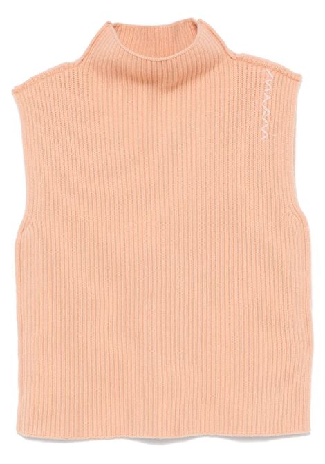 Pale peach ribbed wool vest Marni - women