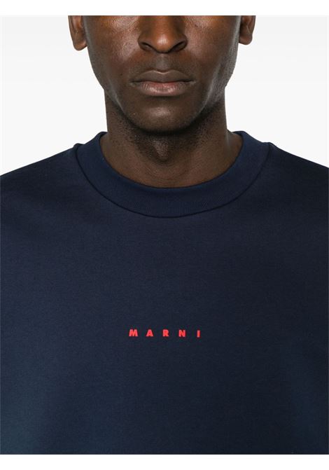 Felpa con logo a maniche lunghe in blu Marni - uomo MARNI | FUMU0074P9USCU87LOB95