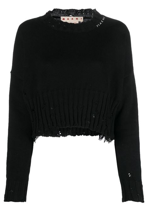 Maglione crop con effetto vissuto in nero Marni - donna MARNI | GCMD0276A1UFC65200N99