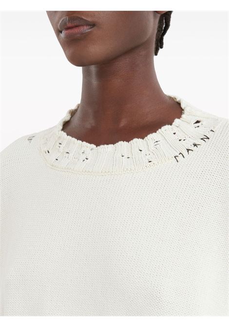 Maglione con effetto vissuto in bianco - MARNI donna MARNI | GCMD0276A1UFC65200W01