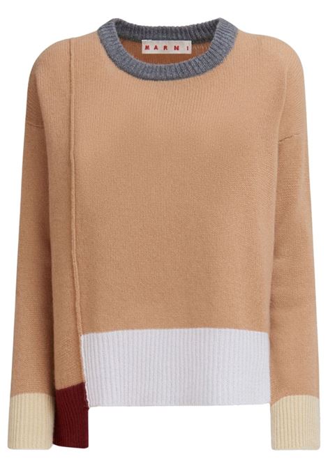 Beige colour-block cashmere jumper Marni - women