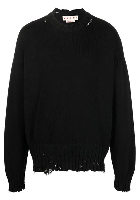 Black Twisted crew-neck jumper - men