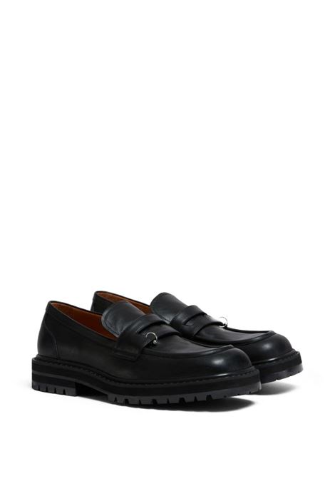 Black ring-embellished loafers Marni - men MARNI | MOMR005903P508800N99