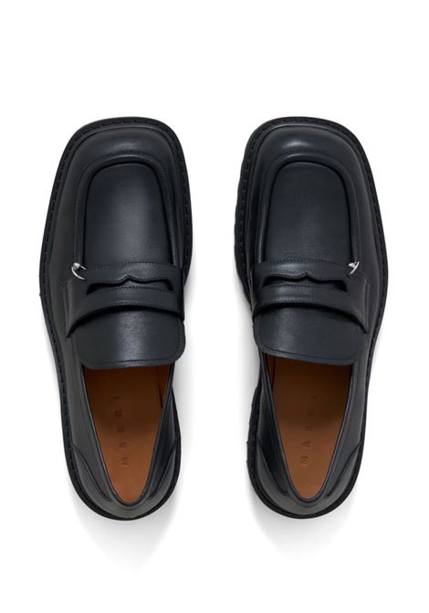 Black ring-embellished loafers Marni - men MARNI | MOMR005903P508800N99