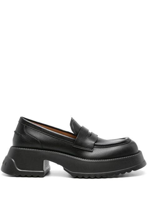 Black 55mm leather loafers Marni - women MARNI | Loafers | MOMS005104P645300N99