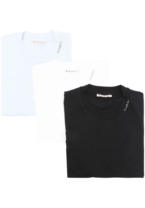 Set di 3 T-shirt con ricamo in blu, azzurro e bianco Marni - donna MARNI | THJE0211X2UTCZ6800B18