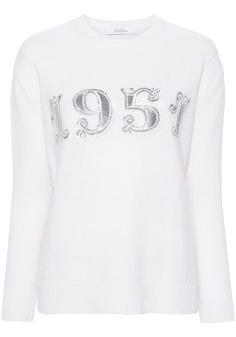 Maglione con logo in paillettes plata in bianco Maxmara - donna