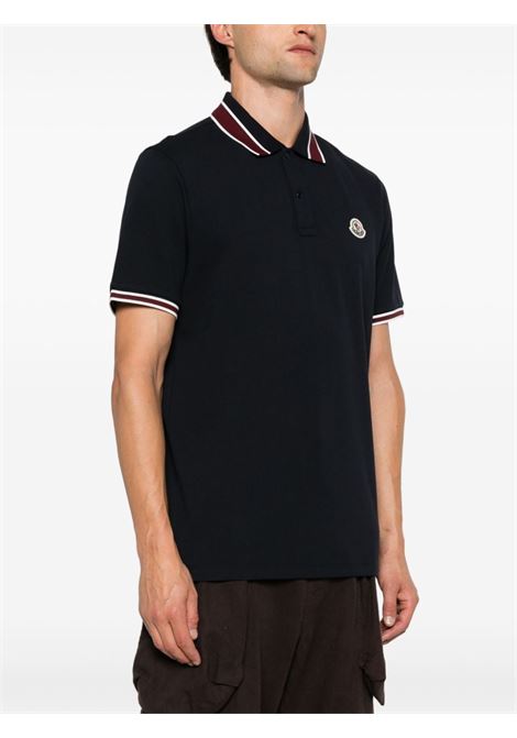 Polo con applicazione logo in blu Moncler - uomo MONCLER | 8A0001889A1677X