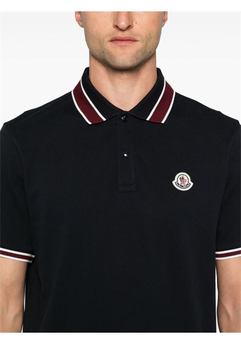 Polo con applicazione logo in blu Moncler - uomo MONCLER | 8A0001889A1677X