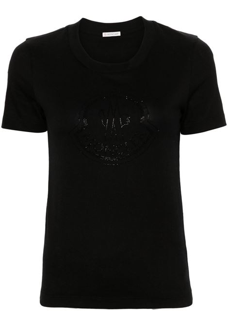 T-shirt con strass in nero di Moncler - donna