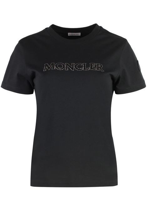 Black crystal-embellished T-shirt Moncler - women MONCLER | 8C0002189AIJ999