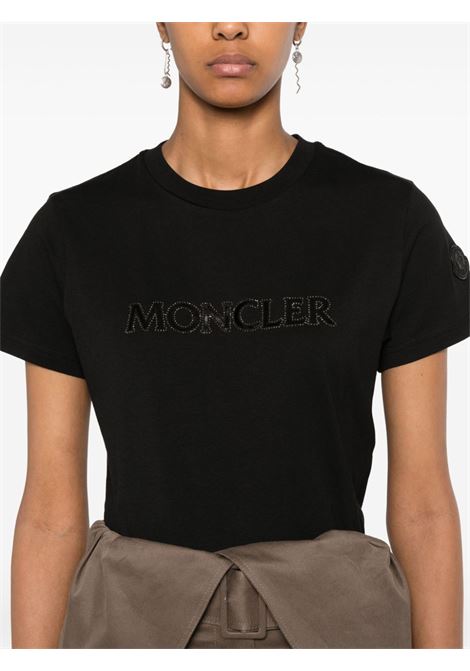 Black crystal-embellished T-shirt Moncler - women MONCLER | 8C0002189AIJ999