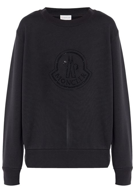 Black crystal-embellished sweatshirt Moncler - women MONCLER | Sweatshirts | 8G00040899TR999