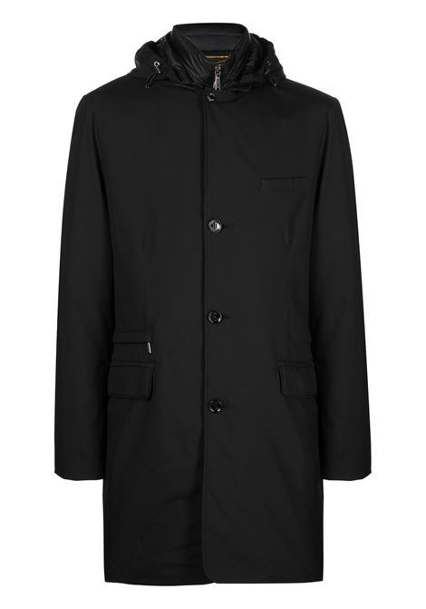 Black button-up hooded coat Moorer - men