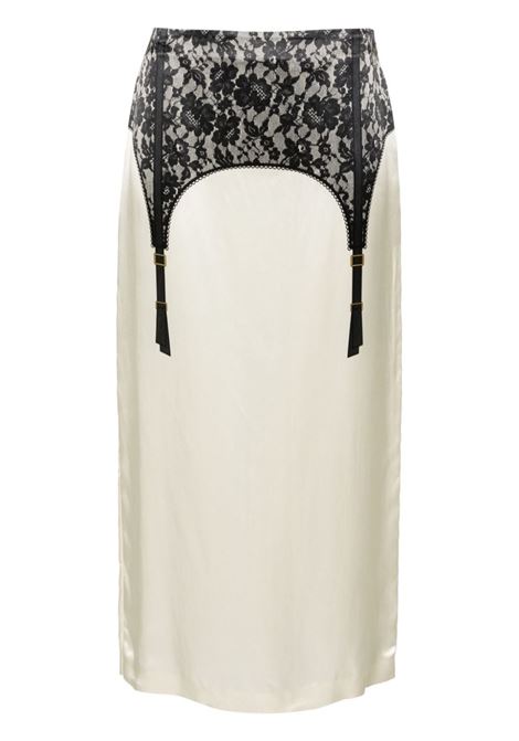 White and black lingerie-print midi skirt Moschino - women