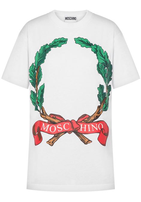 T-shirt Laurel Wreath in bianco Moschino - donna MOSCHINO | T-shirt | 070254411001