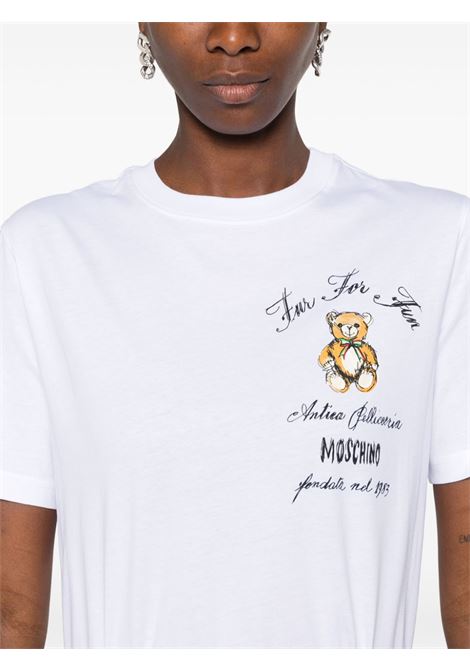 White teddy bear-print T-shirt Moschino - women MOSCHINO | 070454411001