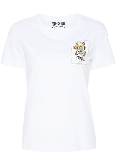 T-shirt Teddy Bear in bianco Moschino - donna