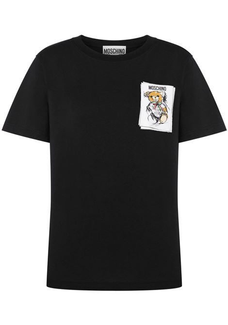 Black Teddy Bear-print T-shirt Moschino - women MOSCHINO | T-shirt | 070555411555