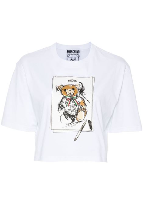 White Teddy Bear crop T-shirt Moschino - women MOSCHINO | T-shirt | 070755411001