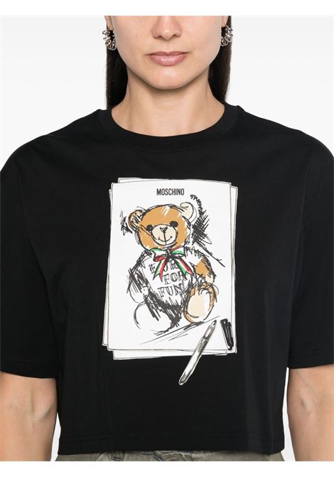 Black Teddy Bear cropped T-shirt Moschino - women MOSCHINO | 070755411555