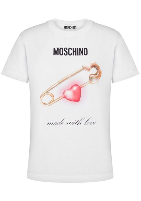 T-shirt con stampa grafica in bianco Moschino - donna