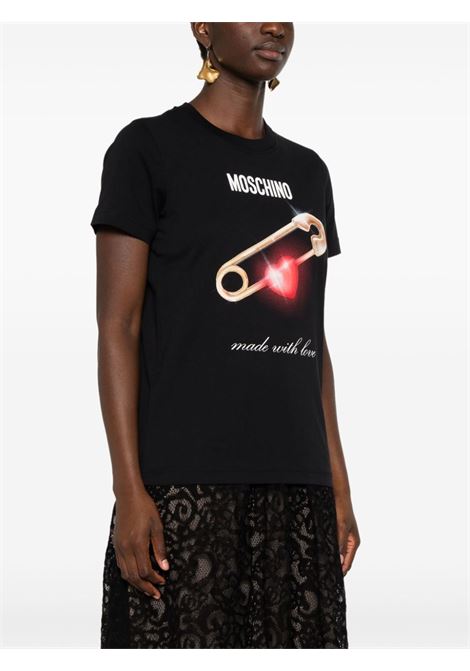 Black graphic-print T-shirt Moschino - women MOSCHINO | 071455411555