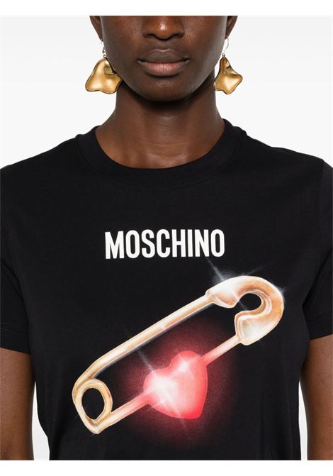 Black graphic-print T-shirt Moschino - women MOSCHINO | 071455411555