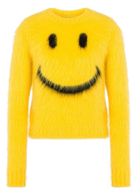 Yellow intarsia-knit smile jumper Moschino - women