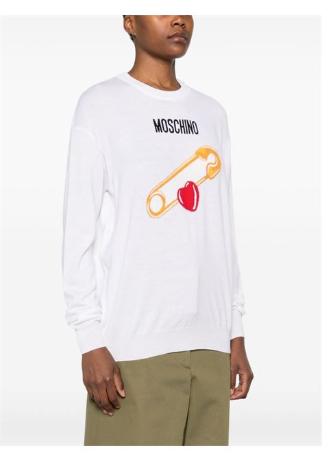 White Intarsia-knit logo jumper Moschino - women MOSCHINO | 093355023001