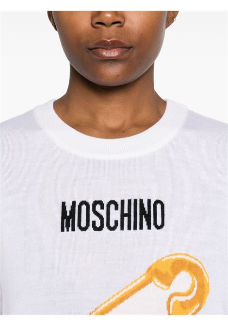 White Intarsia-knit logo jumper Moschino - women MOSCHINO | 093355023001