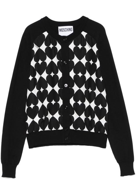 Cardigan con stampa in nero e bianco Moschino - donna