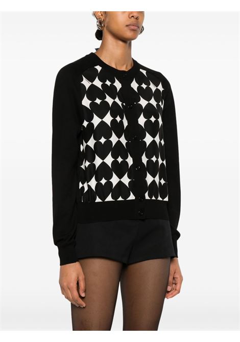 Black heart-print cardigan Moschino - women MOSCHINO | 093455062555