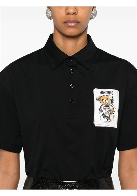 Polo con stampa Teddy Bear in nero Moschino - donna MOSCHINO | 160255411555