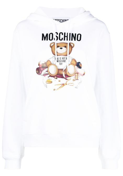 White sewing Teddy Bear-print sweatshirt Moschino - women