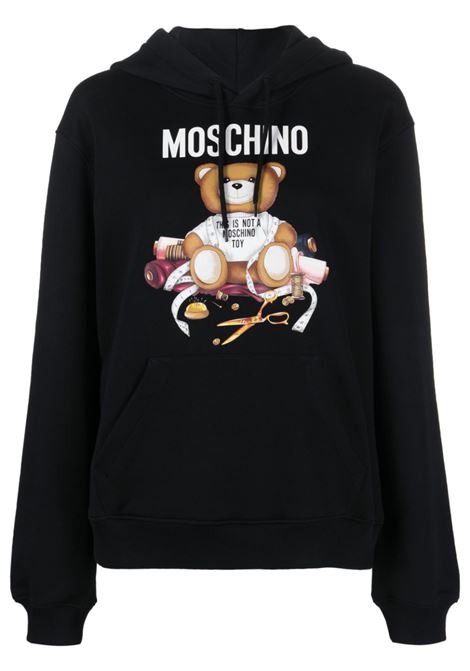 Felpa Teddy Bear con stampa in nero Moschino - donna MOSCHINO | Felpe | 170755281555