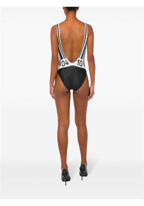 Black and white barcode-print swimsuit Moschino - women MOSCHINO | 420155761001