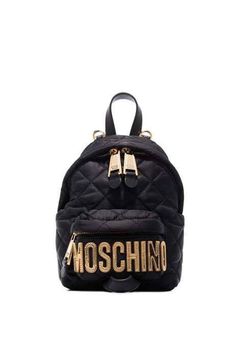 Black quilted logo-plaque backpack Moschino - women