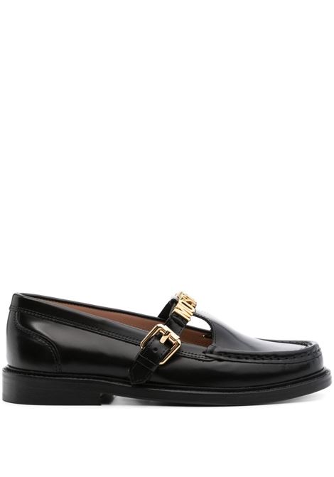 Black buckle-detail loafers Moschino - women