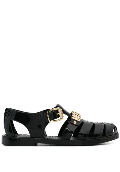 Sandali con placca logo in nero - MOSCHINO donna MOSCHINO | Sandali | MA16501G1LM20000