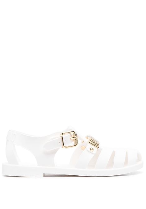 White logo-lettering jelly sandals -MOSCHINO women