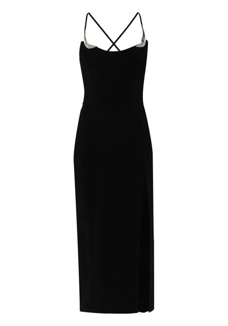 Abito midi con dettagli metallizzati in nero Mugler - donna